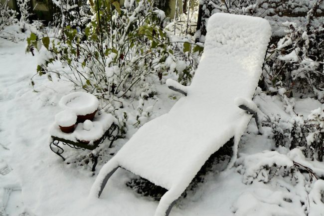 Schnee m Garten